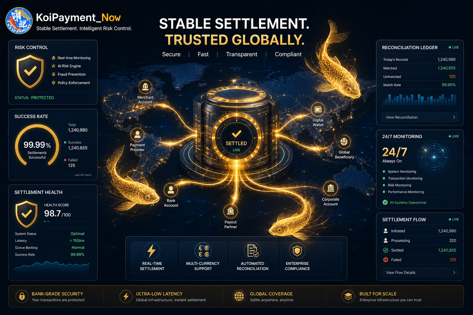 KoiPayment Now stable settlement and risk control